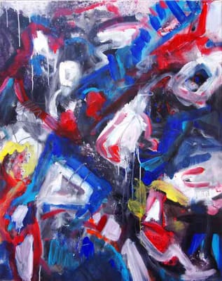 Helmut Bauhuber, Leinwand 100 × 80 cm, Nr. 8 – abstrakte Malerei