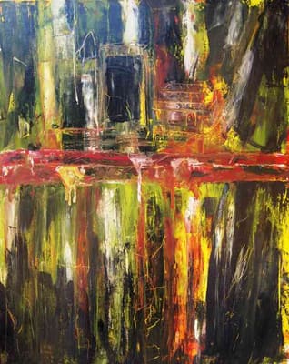 Helmut Bauhuber, Leinwand 100 × 80 cm, Nr. 21 – abstrakte Malerei