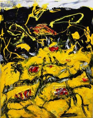 Helmut Bauhuber, Leinwand 100 × 80 cm, Nr. 42 – abstrakte Malerei