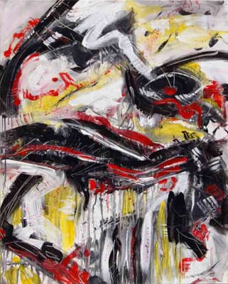 Helmut Bauhuber, Leinwand 100 × 80 cm, Nr. 45 – abstrakte Malerei
