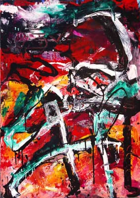 Helmut Bauhuber, Leinwand 150 × 110 cm, Nr. 12 – abstrakte Malerei