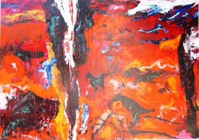 Helmut Bauhuber, Leinwand 155 × 220 cm, Nr. 4 – abstrakte Malerei