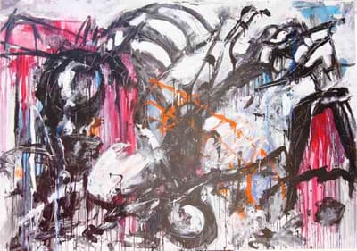 Helmut Bauhuber, Leinwand 155 × 220 cm, Nr. 9 – abstrakte Malerei